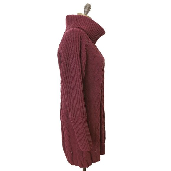 DR2 Daniel Rainn Cable Stitch Chenille Sweater Dress M Burgundy Red NEW B16 - Picture 3 of 6